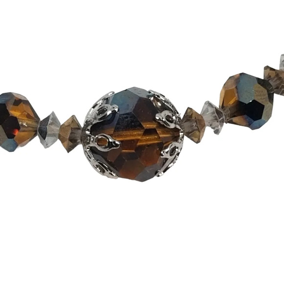 1950S AMBER COLORED AUSTRIAN CRYSTAL CHOKER NECKLACE WITH ORIGINAL TAG - Picture 5 of 7